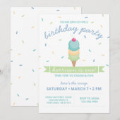 Ice Cream Cone First Birthday Party - Boy Kaart (Voorkant / Achterkant)