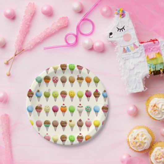 Ice Cream Cone Flavors-patroon Papieren Bordje (Feest)