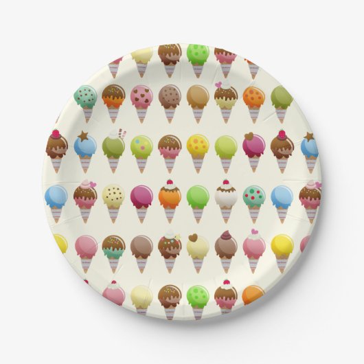 Ice Cream Cone Flavors-patroon Papieren Bordje (Voorkant)