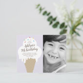 Ice Cream Cone Foto's Birthday Party Uitnodiging Briefkaart (Staand voorkant)