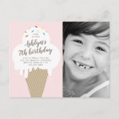 Ice Cream Cone Foto's Birthday Party Uitnodiging Briefkaart (Voorkant)
