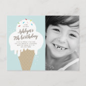 Ice Cream Cone Foto's Birthday Party Uitnodiging Briefkaart (Voorkant)