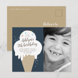 Ice Cream Cone Foto's Birthday Party Uitnodiging Briefkaart