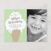 Ice Cream Cone Foto's Birthday Party Uitnodiging Briefkaart (Voorkant)