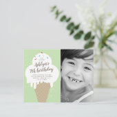 Ice Cream Cone Foto's Birthday Party Uitnodiging Briefkaart (Staand voorkant)
