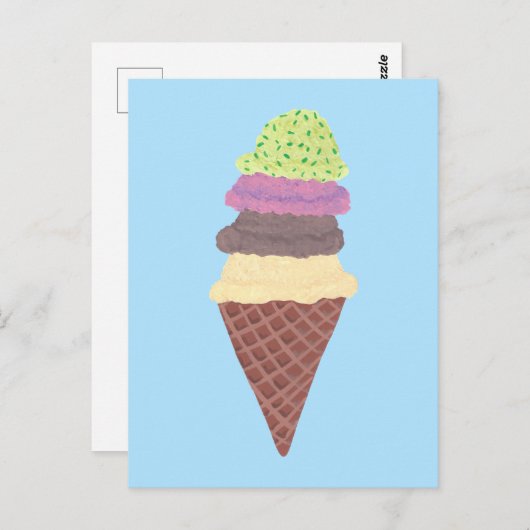 Ice Cream Cone Four Flavors Custom Briefkaarten (Voorkant / Achterkant)