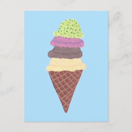 Ice Cream Cone Four Flavors Custom Briefkaarten (Voorkant)