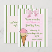 Ice Cream Cone Girl's Birthday Uitnodiging (Voorkant / Achterkant)