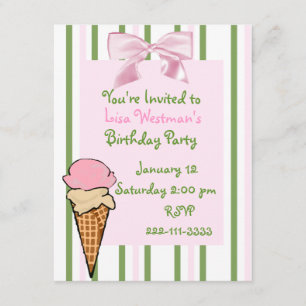 Ice Cream Cone Girl's Birthday Uitnodiging