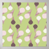 Ice Cream Cone Green Pattern Poster (Voorkant)