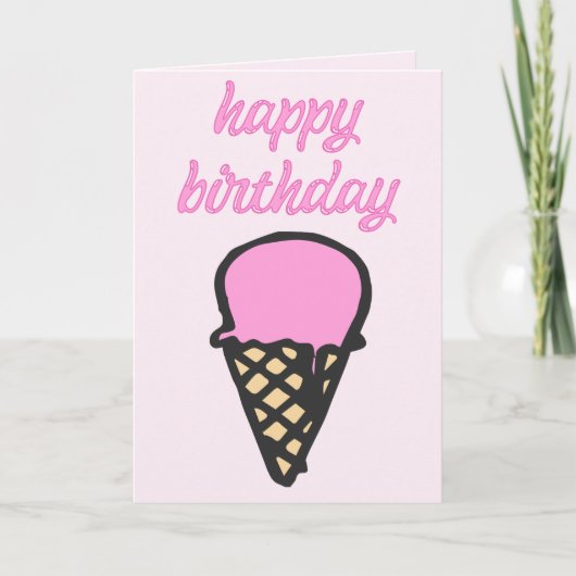 Ice Cream Cone - Happy Birthday Kaart (Voorkant)