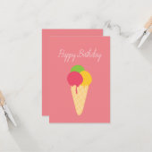 Ice Cream Cone Happy Birthday Kaart (Voorkant / Achterkant in situ)