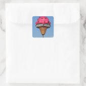 Ice Cream Cone Hete Luchtballon Vierkante Sticker (Tas)