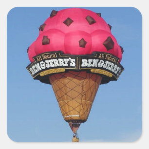 Ice Cream Cone Hete Luchtballon Vierkante Sticker