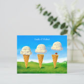 Ice Cream Cone, Hete Luchtballon Whimsical, Namen Briefkaart (Staand voorkant)