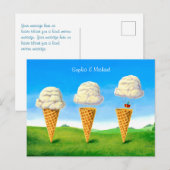 Ice Cream Cone, Hete Luchtballon Whimsical, Namen Briefkaart (Voorkant / Achterkant)