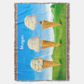Ice Cream Cone - Hot Air Balloon Whimsical Art Deken (Voorkant Verticaal)