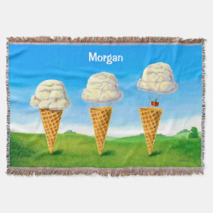 Ice Cream Cone - Hot Air Balloon Whimsical Art Deken