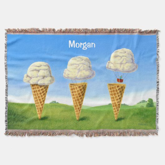 Ice Cream Cone - Hot Air Balloon Whimsical Art Deken (Voorkant)