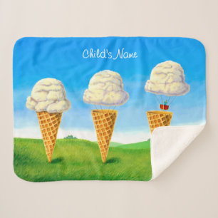 Ice Cream Cone - Hot Air Balloon Whimsical Art Sherpa Deken