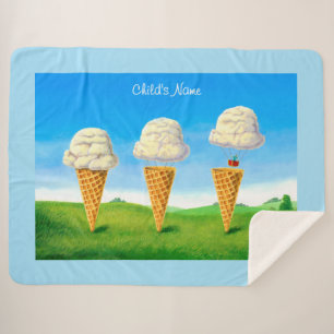 Ice Cream Cone - Hot Air Balloon Whimsical Art Sherpa Deken