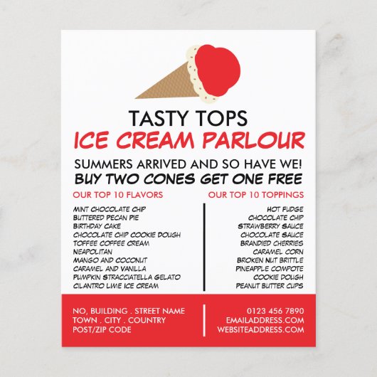 Ice Cream Cone, Ice Cream Parlor Adverteren Flyer (Voorkant)