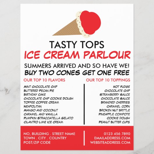 Ice Cream Cone, Ice Cream Parlor Adverteren Flyer (Voorkant)