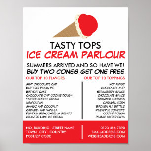 Ice Cream Cone, Ice Cream Parlor Adverteren Poster
