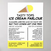 Ice Cream Cone, Ice Cream Parlor Adverteren Poster (Voorkant)