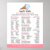 Ice Cream Cone, Ice Cream Parlor Menu Poster (Voorkant)