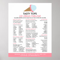 Ice Cream Cone, Ice Cream Parlor Menu