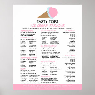 Ice Cream Cone, Ice Cream Parlor Menu Poster