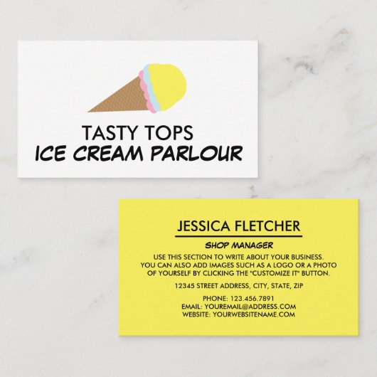Ice Cream Cone, Ice Cream Parlor Visitekaartje (Voorkant / Achterkant)