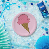 Ice Cream Cone in het roze Papieren Bordje (Feest)