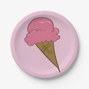 Ice Cream Cone in roze Papieren Bordje