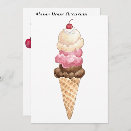 Ice Cream Cone Kaart (Voorkant / Achterkant)