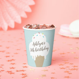 Ice Cream Cone Kinder Blue Birthday Party Paper Cu Papieren Bekers