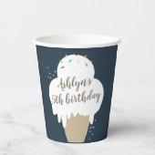 Ice Cream Cone Kinder Blue Birthday Party Papieren Bekers (Voorkant)