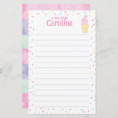 Ice Cream Cone Kinder gevoerde briefschrijfpapier (Voorkant / Achterkant)