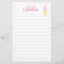 Ice Cream Cone Kinder gevoerde briefschrijfpapier
