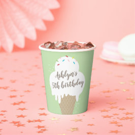 Ice Cream Cone Kinder Green Birthday Party Papieren Bekers