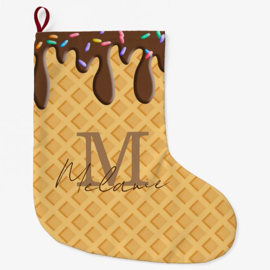 Ice Cream Cone met chocolade Frosting & Sprins Grote Kerstsok (Voorkant)