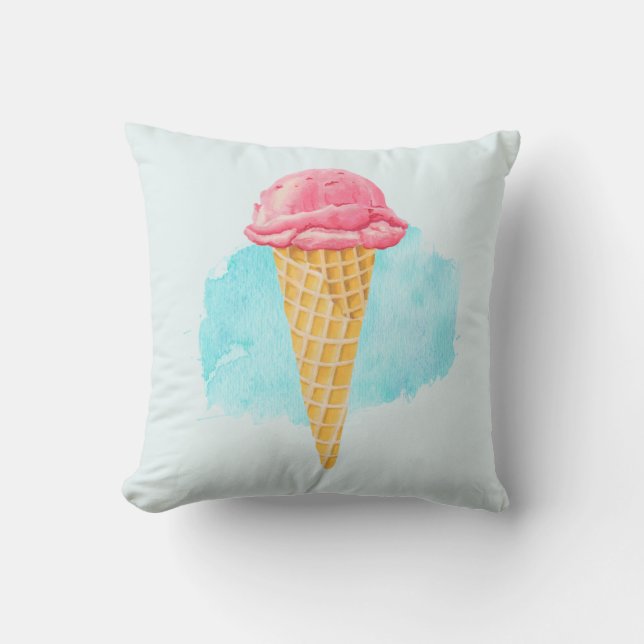 Ice Cream Cone met een blauw schilderplaatje Kussen (Voorkant)