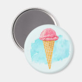 Ice Cream Cone met een blauw schilderplaatje Magneet (Voorkant / Achterkant)