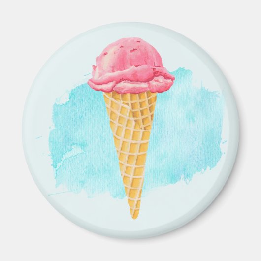 Ice Cream Cone met een blauw schilderplaatje Magneet (Voorkant)