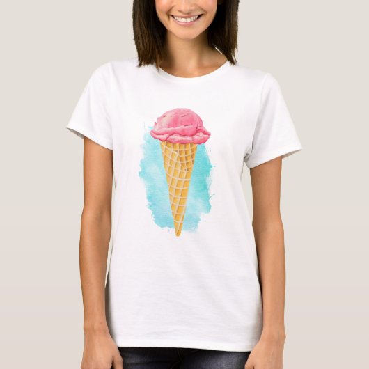 Ice Cream Cone met een blauw schilderplaatje T-shirt (Voorkant)