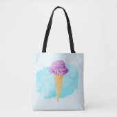 Ice Cream Cone met een blauw schilderplaatje Tote Bag (Voorkant)