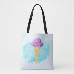 Ice Cream Cone met een blauw schilderplaatje Tote Bag