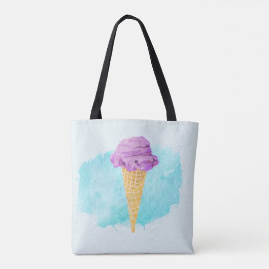 Ice Cream Cone met een blauw schilderplaatje Tote Bag (Achterkant)