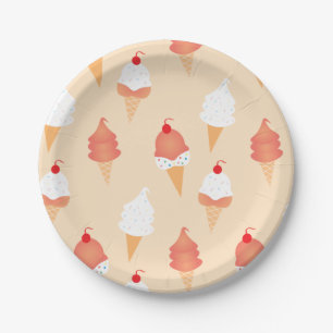 Ice Cream Cone met spruitjes Cherry op de top Papieren Bordje